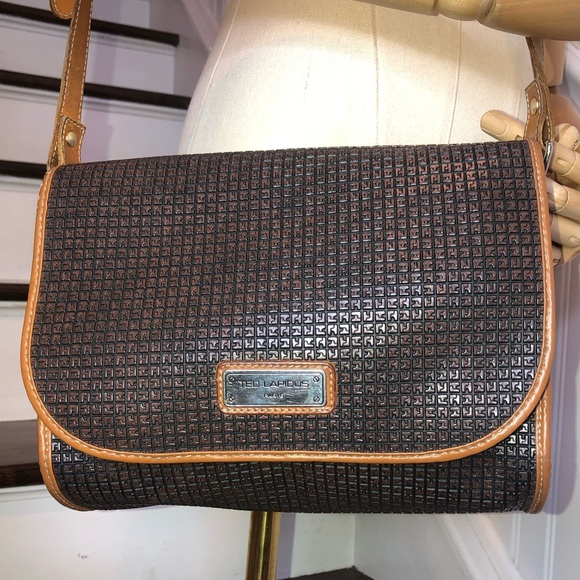 TED LAPIDUS Paris Monogram Leather PVC Crossbody Strap Shoulder Bag RARE HTF - Picture 3 of 17